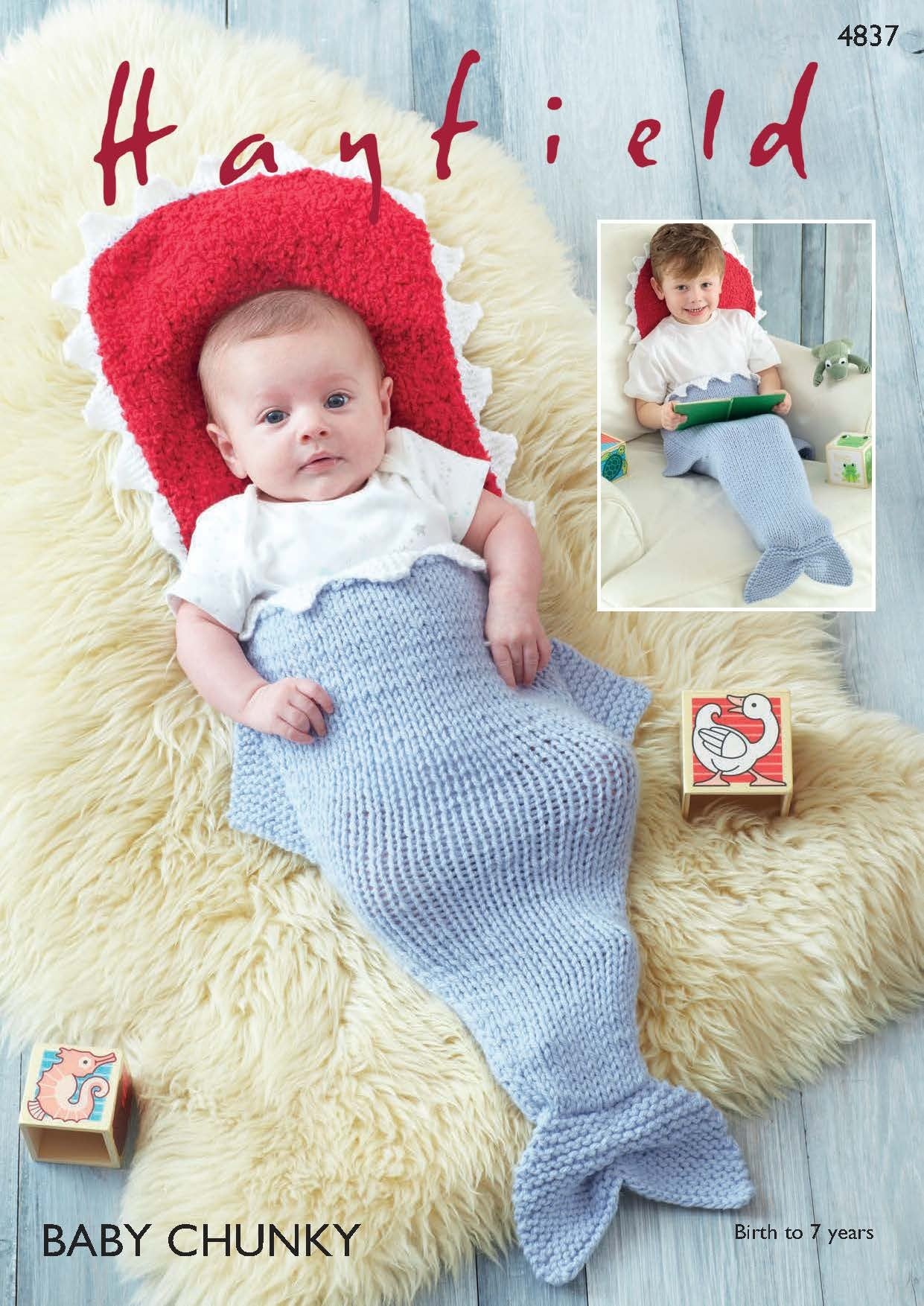Sleeping Bag in Hayfield Baby Chunky and Sirdar Snuggly Snowflake Chunky - 4837 - Downloadable PDF