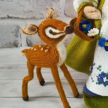 Toy Knitting Patterns -Knit Deer baby soft toy from yarn, knitting gift