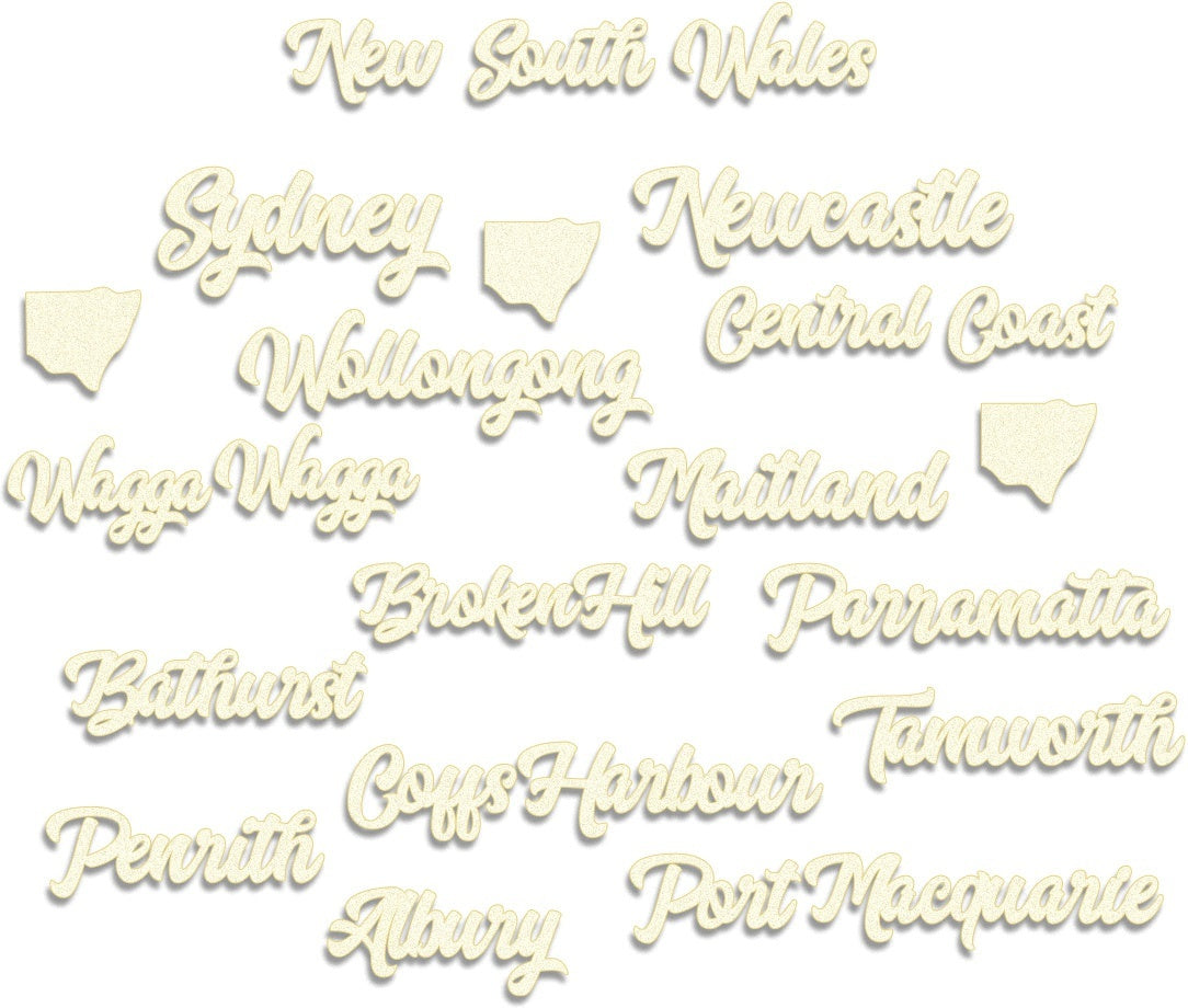Artdeco Creations Sunburnt Country Laser Cut Coasterboard Sentiments - New South Wales Cities