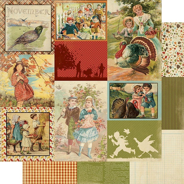 Authentique Paper Calendar Collection Double-Sided Cardstock 12"X12" 18/Pkg - November Images