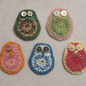 Beaded Owl Pin