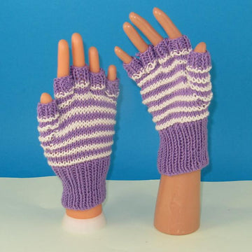 Stripe Pattern Short Finger Gloves