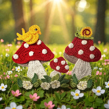 Mushroom Crochet applique pattern