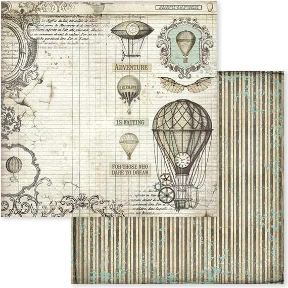 Stamperia Intl Stamperia Double-Sided Cardstock 12"X12" 10/Pkg - Voyages Fantastiques Air Balloon