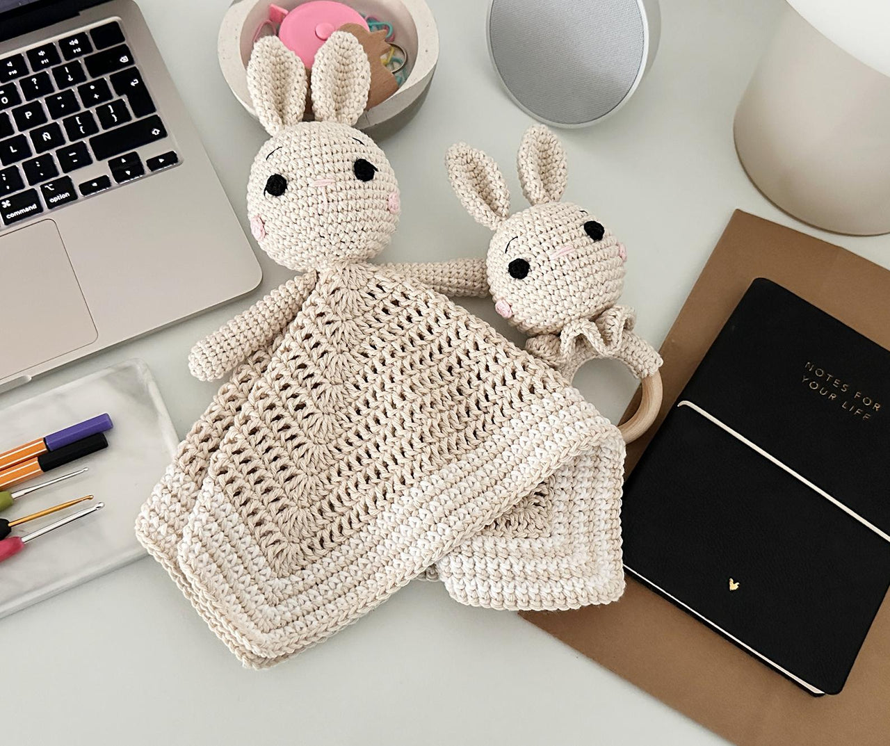 Bunny Baby Lovey Blanket & Rattle Crochet Pattern PDF – Cute Stuffed Toy Tutorial