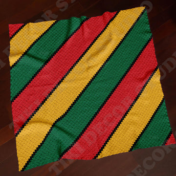 Rasta Striped Blanket Yellow Red Green Rastafari Afghan C2C CROCHET PATTERN