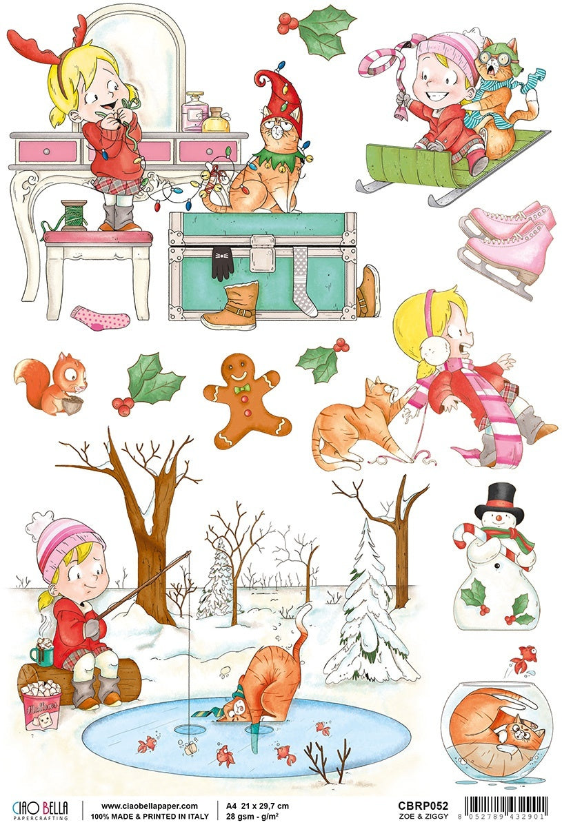 Ciao Bella Rice Paper Sheet A4 5/Pkg - Zoe & Ziggy