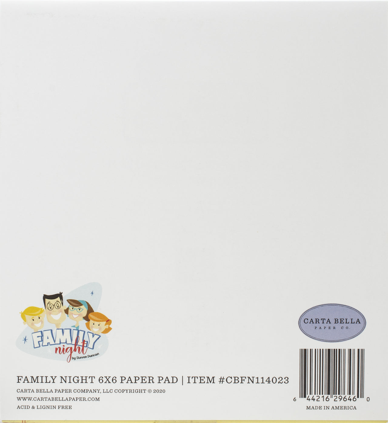Echo Park Paper Carta Bella Double-Sided Paper Pad 6"X6" 24/Pkg - Family Night, 12 Designs/2 Each