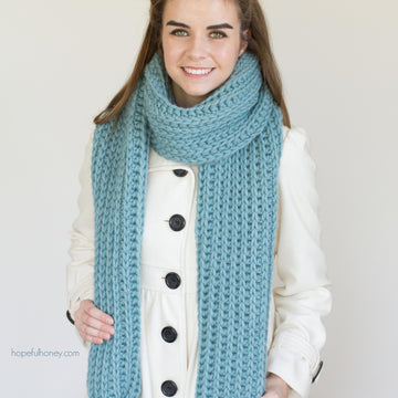 Himalayan Mist Chunky Ribbed Scarf
