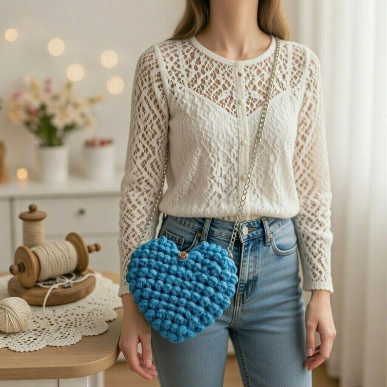 Crochet Heart Bag Pattern – Macrame Purse PDF + Video Tutorial