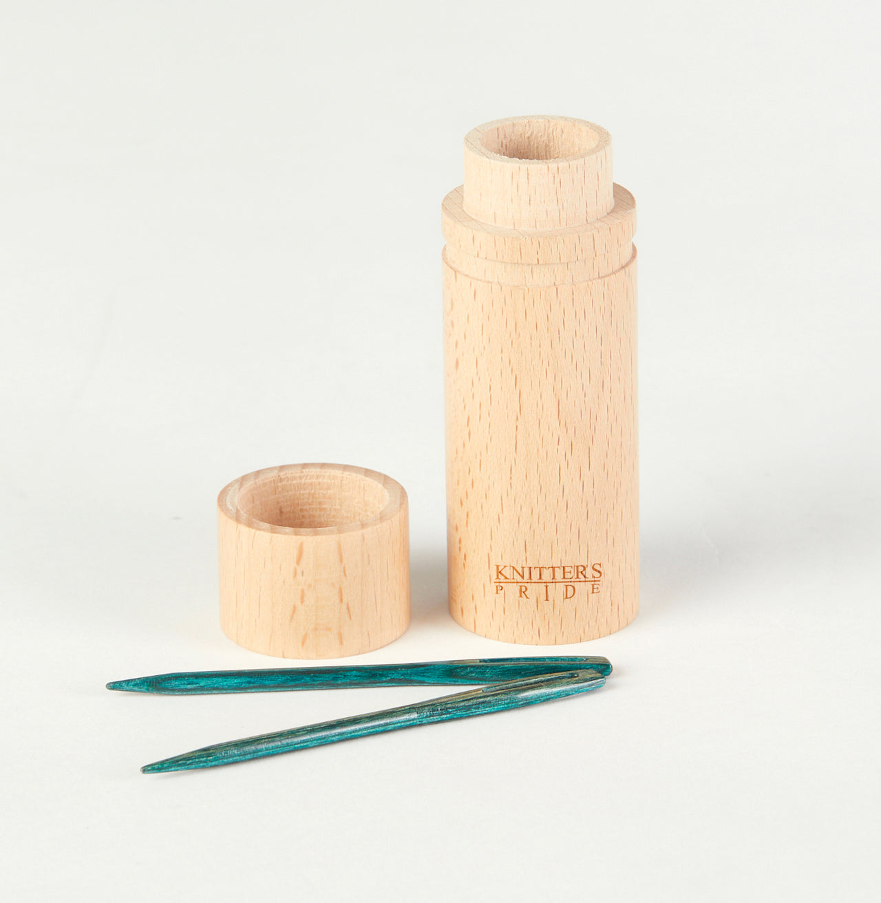 Knitter's Pride The Mindful Collection - Teal Wooden Darning Needles in Beech Wood Container