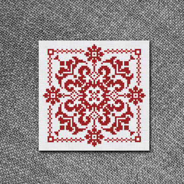 Cross Stitch Pattern Red Winter Flower Sampler by Leonor Kiokiz