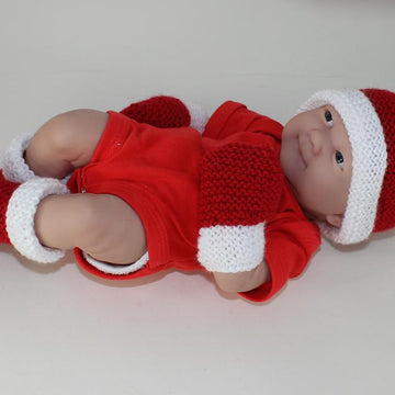 Preemie Baby Santa Hat, Booties and Mittens