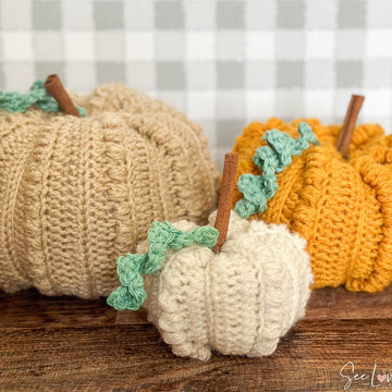 Farmhouse-Chic Stackable Crochet Pumpkins