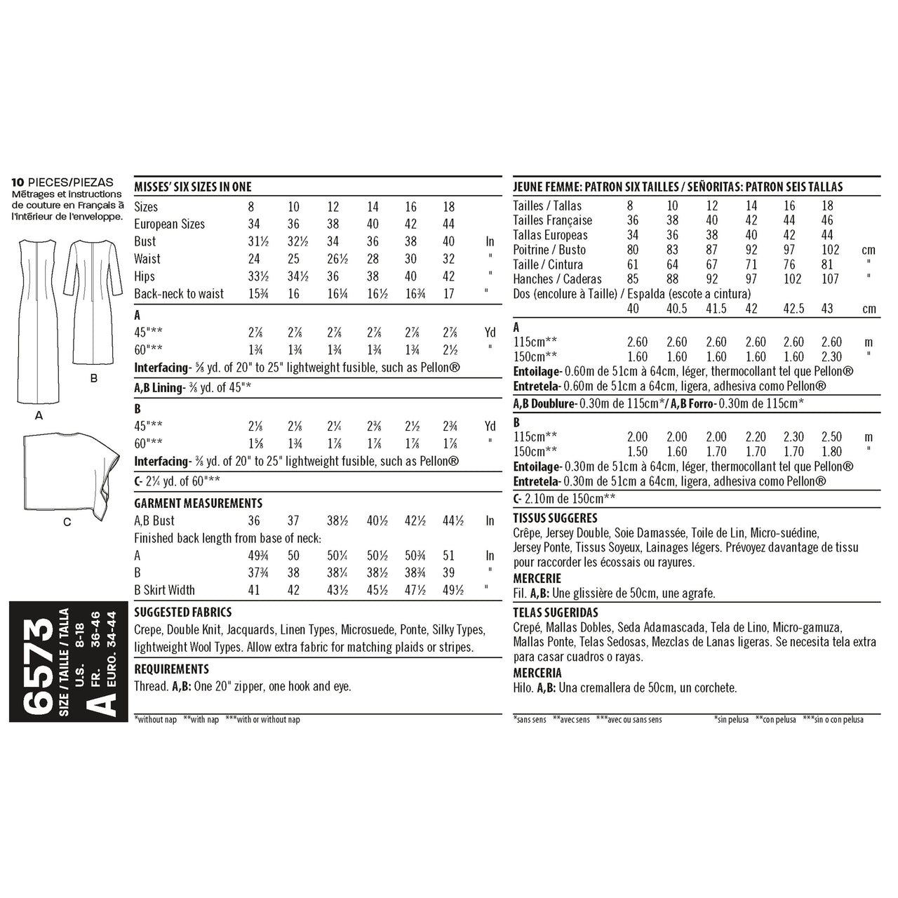New Look 6573 Misses' Dress and Wrap 6573 - Paper Pattern, Size A (8-10-12-14-16-18)