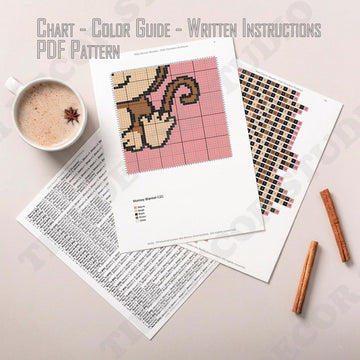 C2C Cute Monkey Blanket Mauve Baby Throw Graphgan Crochet PATTERN