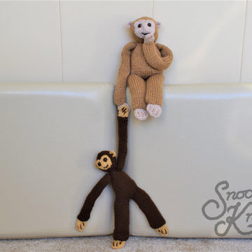 Hanging Monkey Chimpanzee Toy Two Sizes Knitting Pattern Snoo's Knits – Pattern Only