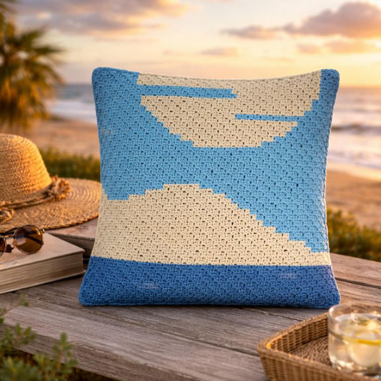 Landscape Pillow 14" 24" 42x42 Squares Mini C2C Crochet Pattern PDF