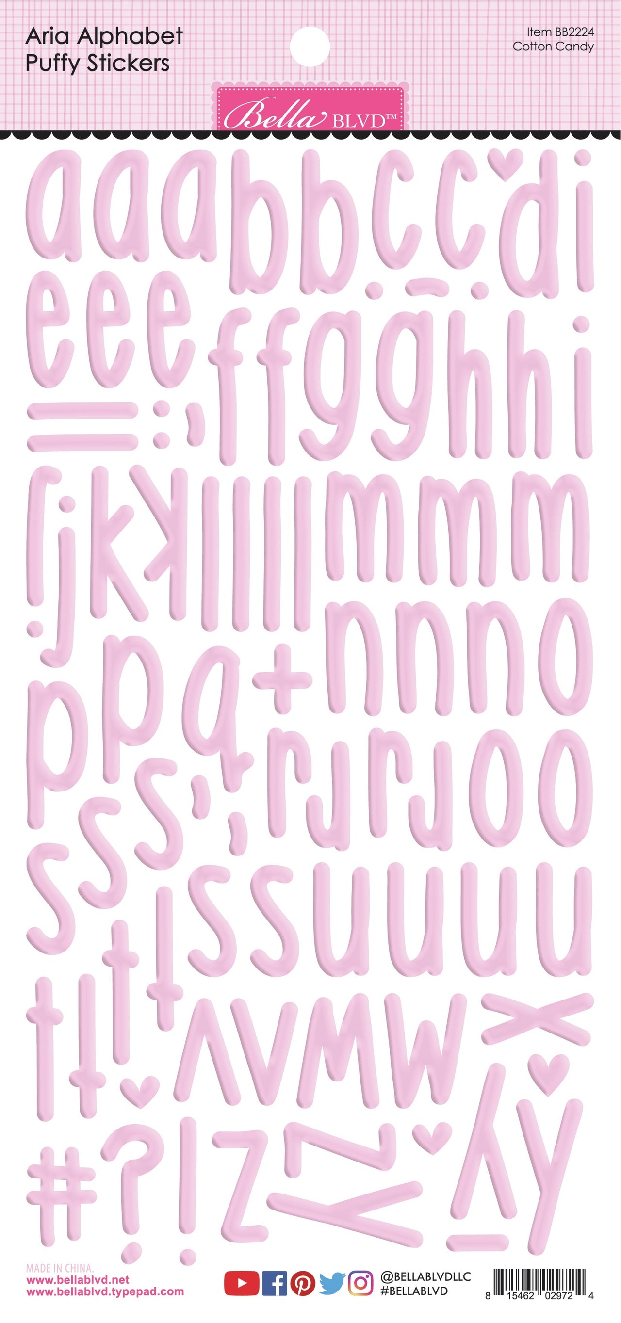 Doodlebug Aria Alpha Puffy Stickers - Cotton Candy
