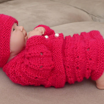 Daniella - doll's cardigan, skirt and beanie
