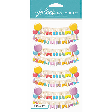 Jolee's Le Grande Dimensional Stickers - Happy Birthday Banners
