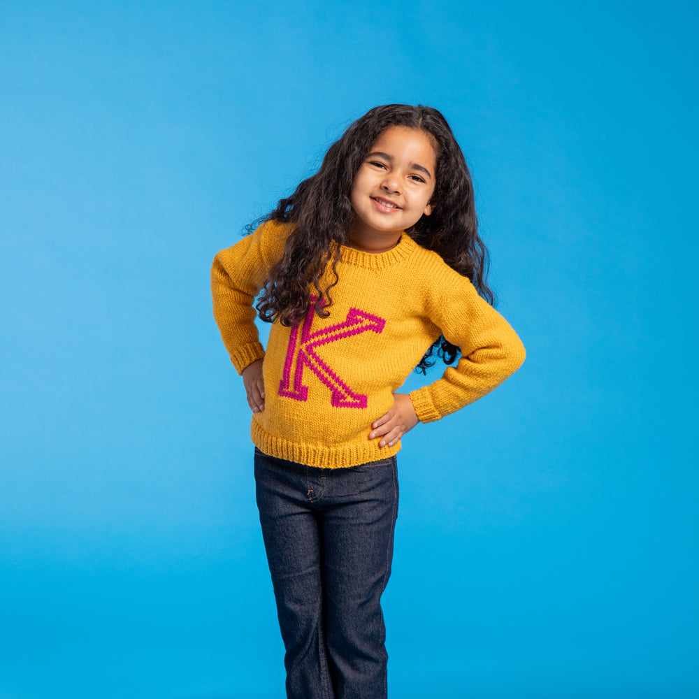 Kid's Alphabet Sweater - Free Jumper Knitting Pattern for Children in Paintbox Yarns Simply Aran