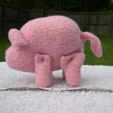 Knitted/Felted Pink Pig