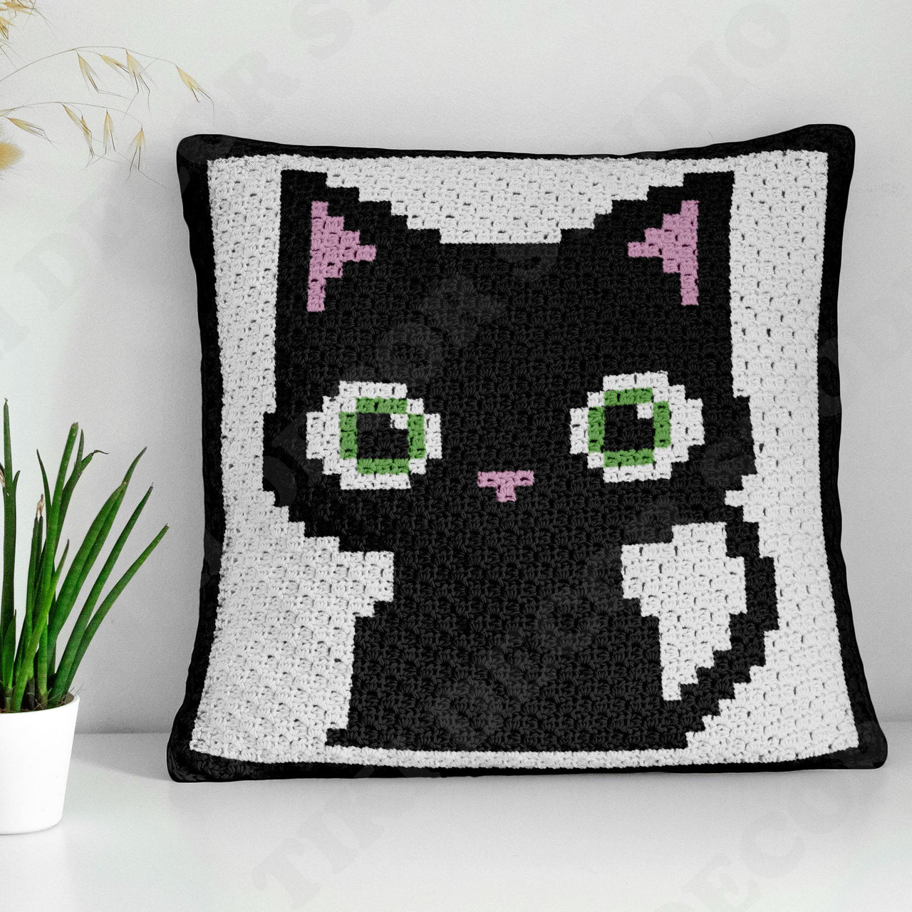 Halloween Black Cat Pillow C2C