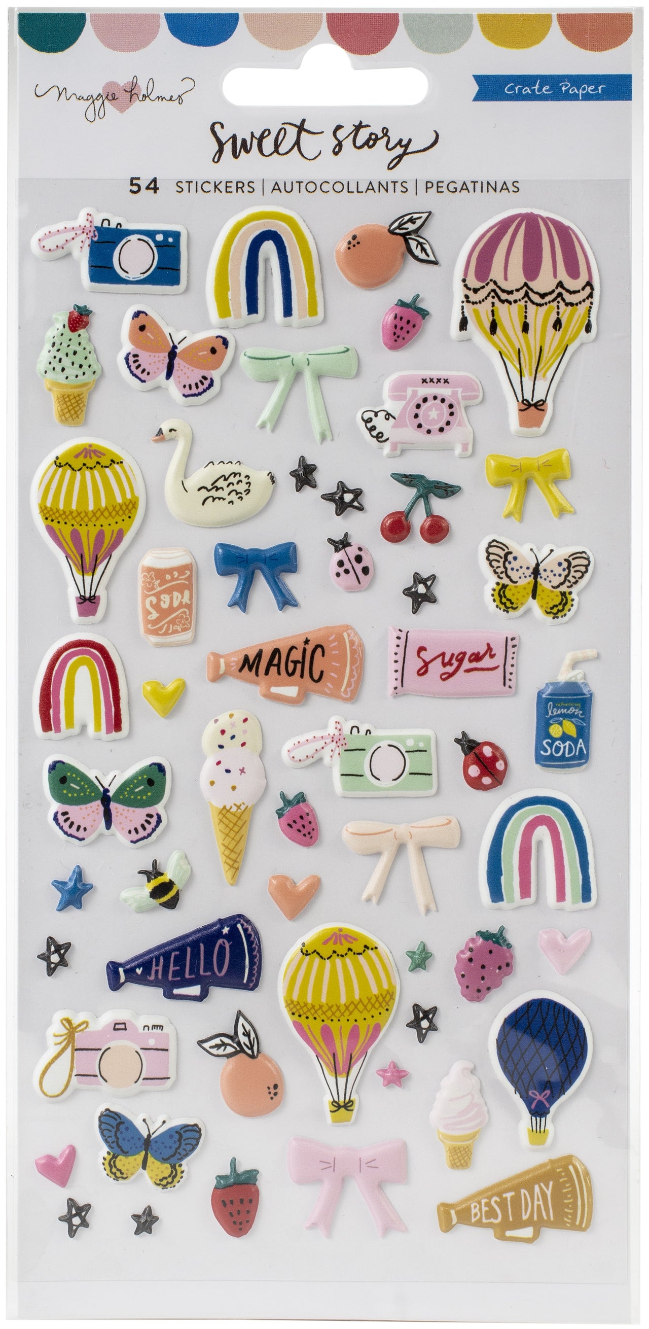 American Crafts Maggie Holmes Sweet Story Puffy Stickers 50/Pkg - 622216