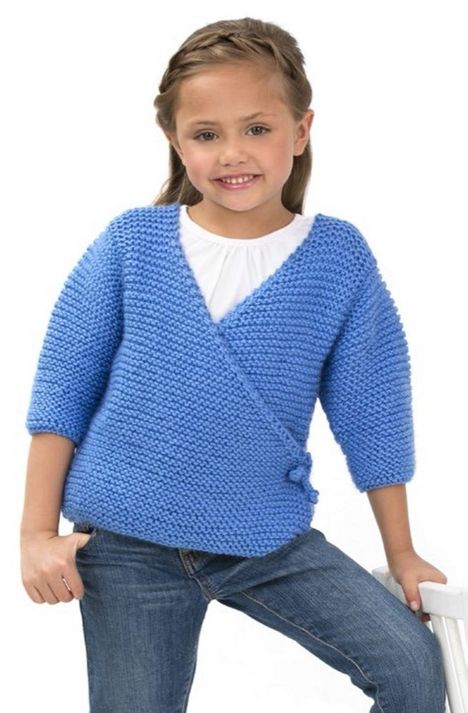 Cute Kimono Sweater in Red Heart Soft Baby Steps Solids - LW3134