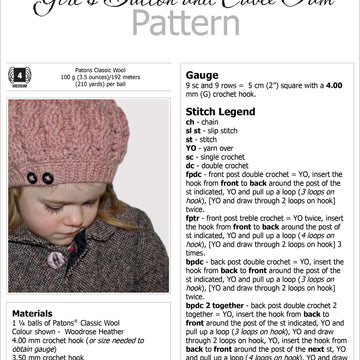 Girl's Button and Cable Tam