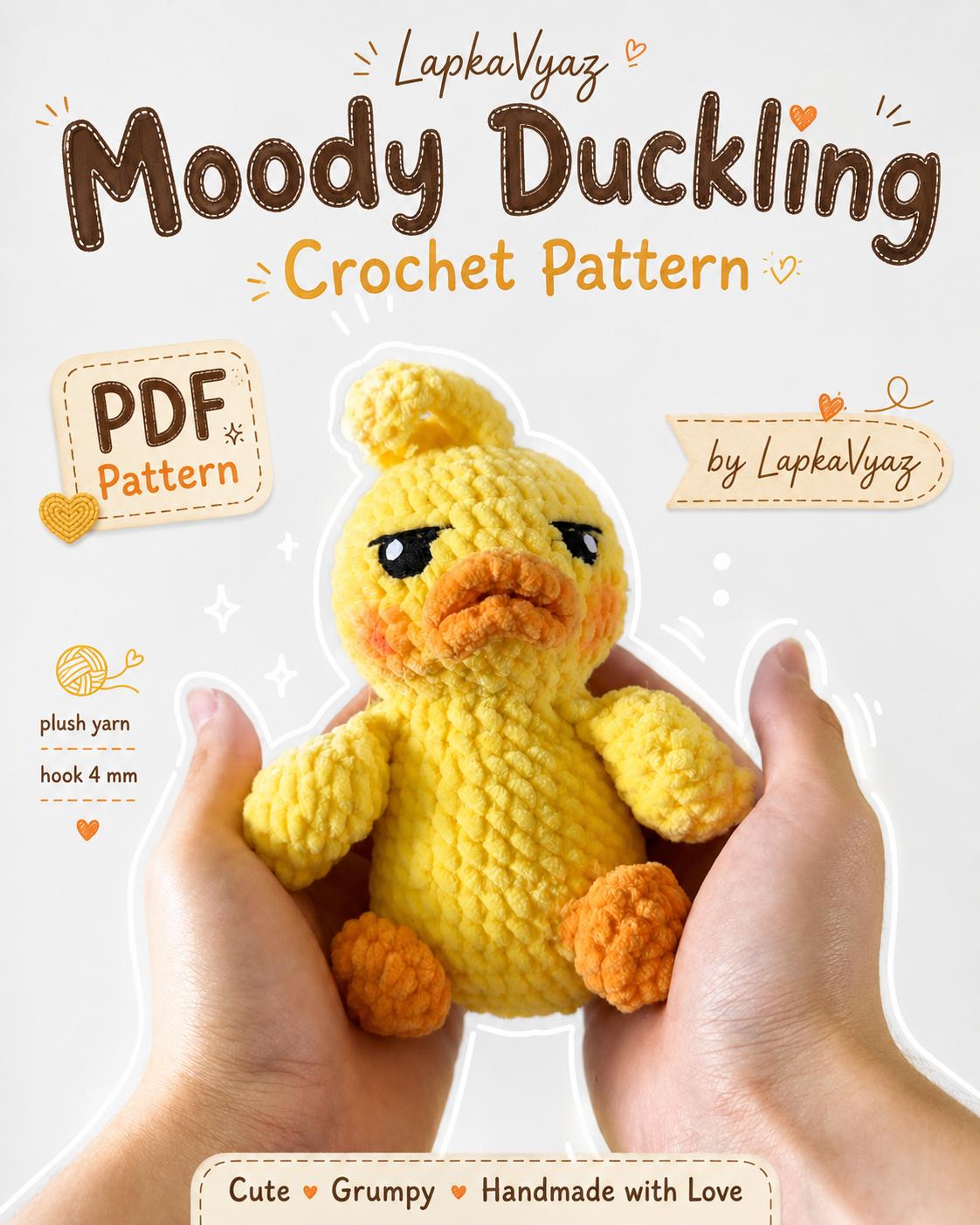 Moody Duckling Amigurumi, Crochet Pattern