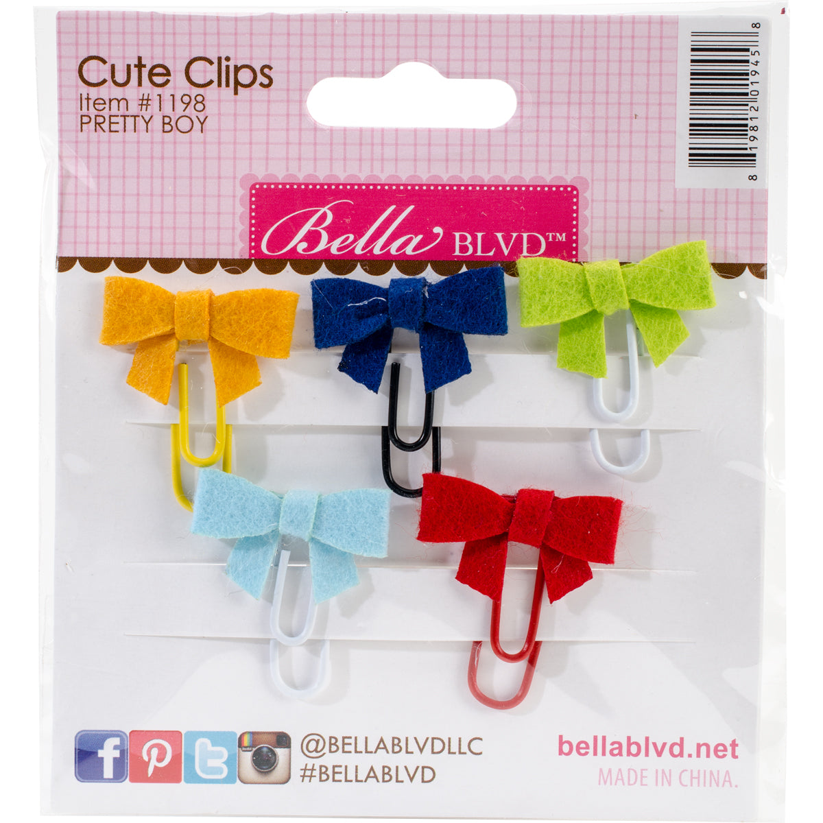 Doodlebug Cute Clips Mini Bows - Pretty Boy