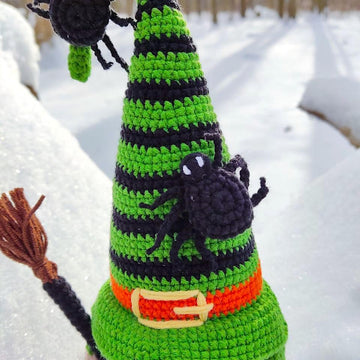 Halloween witch with a broom