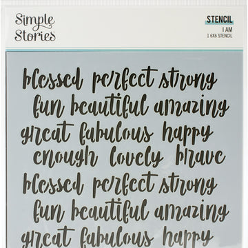 Simple Stories I Am Stencil 6"X6" - Affirmations
