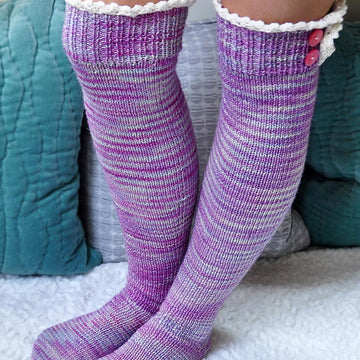 Young at Heart Heart Cable Lace Placket Socks