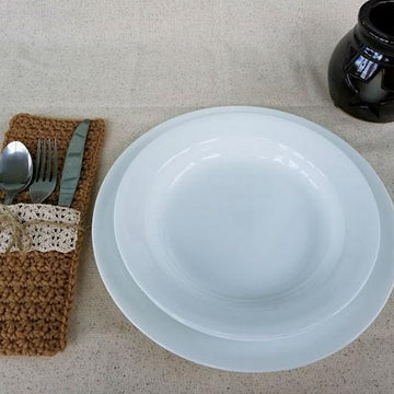 Faux Burlap and Lace Silverware Pocket