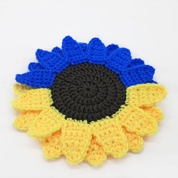 Sunflower coasters in the colors of the Ukrainian flag