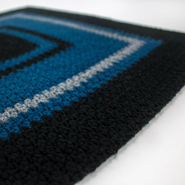 Black & Blue Infinity Moss Stitch Crochet Blanket