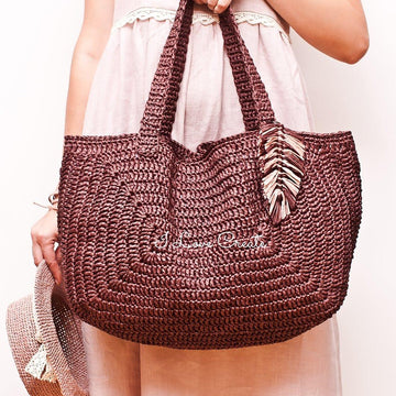 Large summer raffia bag