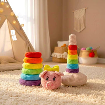 Stacking Rings Rainbow Pig