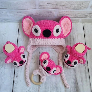 Baby Crochet Pattern Set PDF, A Warm Crochet Pattern Set For Newborns, Hat With Ears, Booties With Ears, Rattle With Ears, From 0 to 3 Month