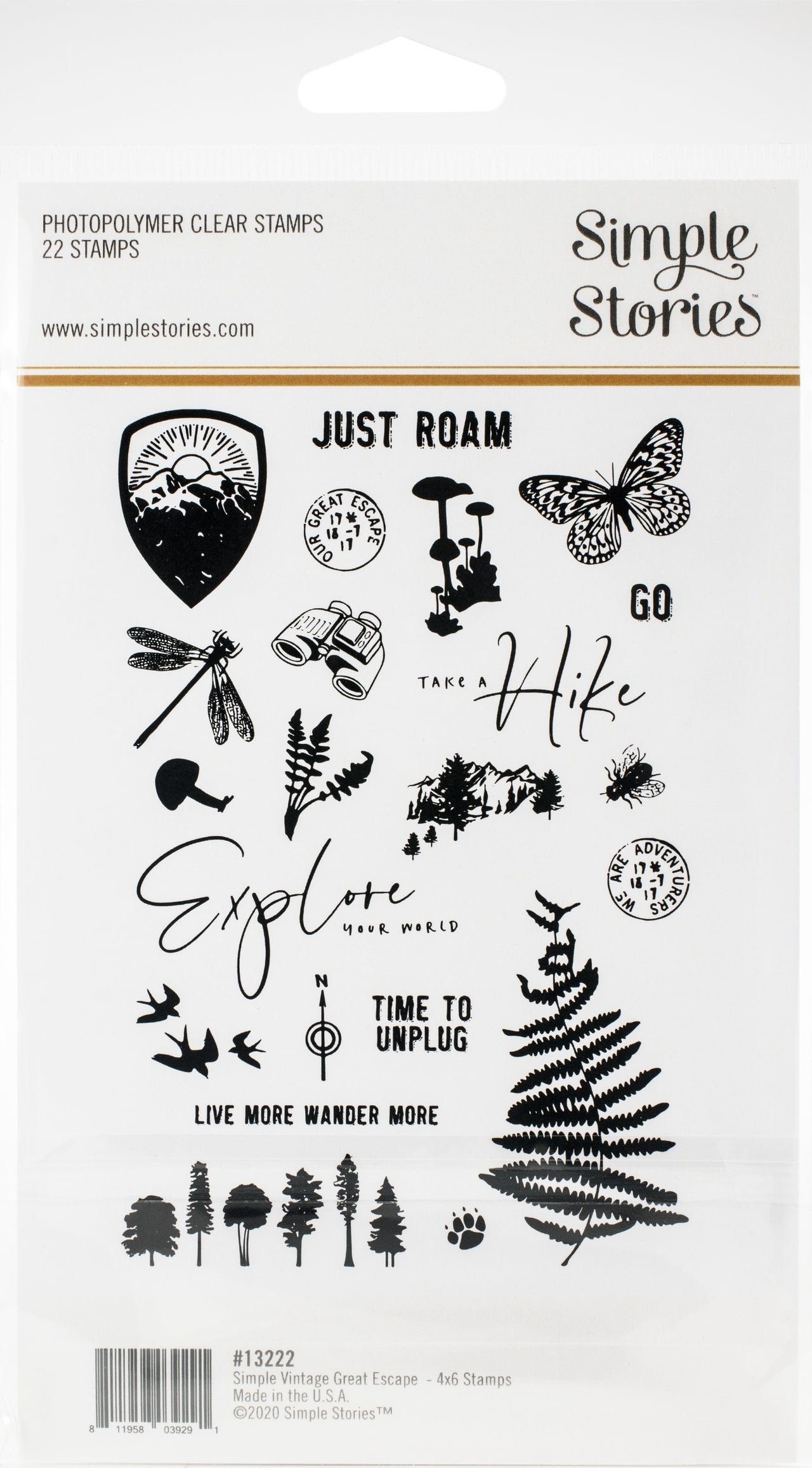 Simple Stories Simple Vintage Great Escape Photopolymer Clear Stamps - 620071