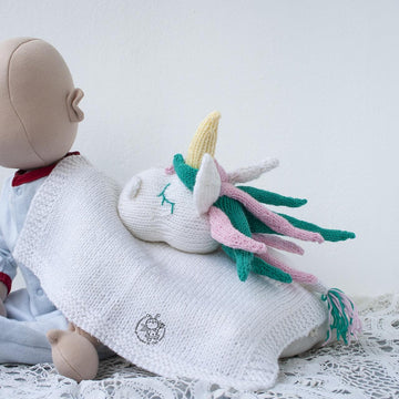 Unicorn Baby Lace Blanket  knitted flat