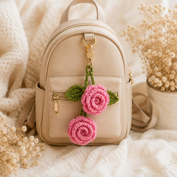 Crochet Flower Keychain & Bag Charm Pattern – PDF + Video Tutorial
