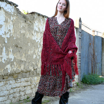 Felicia crochet shawl with fringe