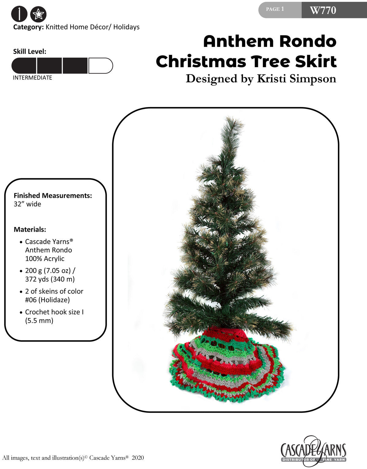 Christmas Tree Skirt in Cascade Yarns Anthem Rondo - W770 - Downloadable PDF