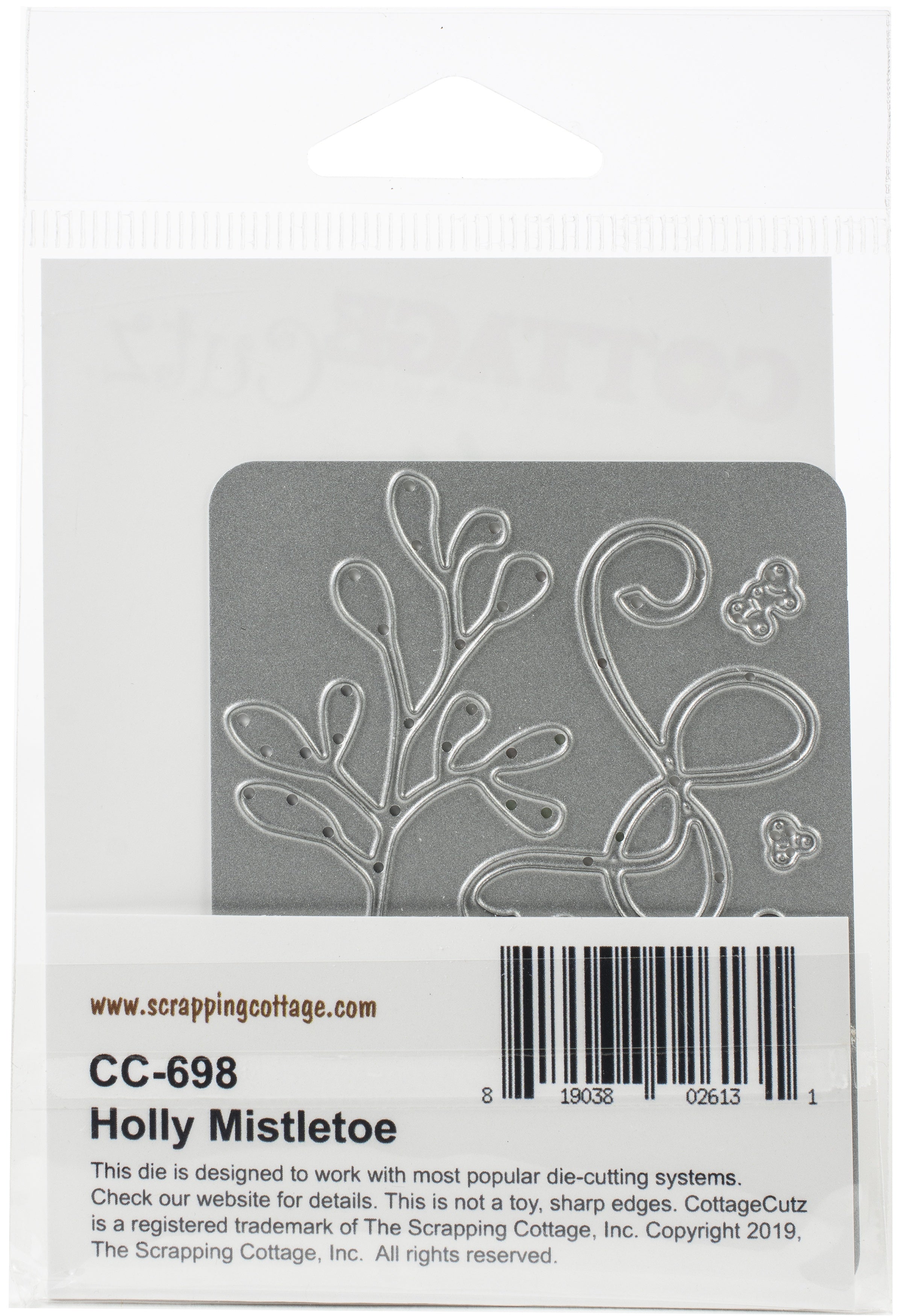 CottageCutz Dies - Holly Mistletoe, 1.8"X2.3"