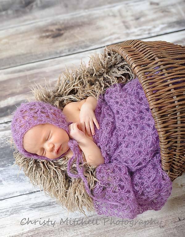 Mohair Bonnet & Wrap for Newborn