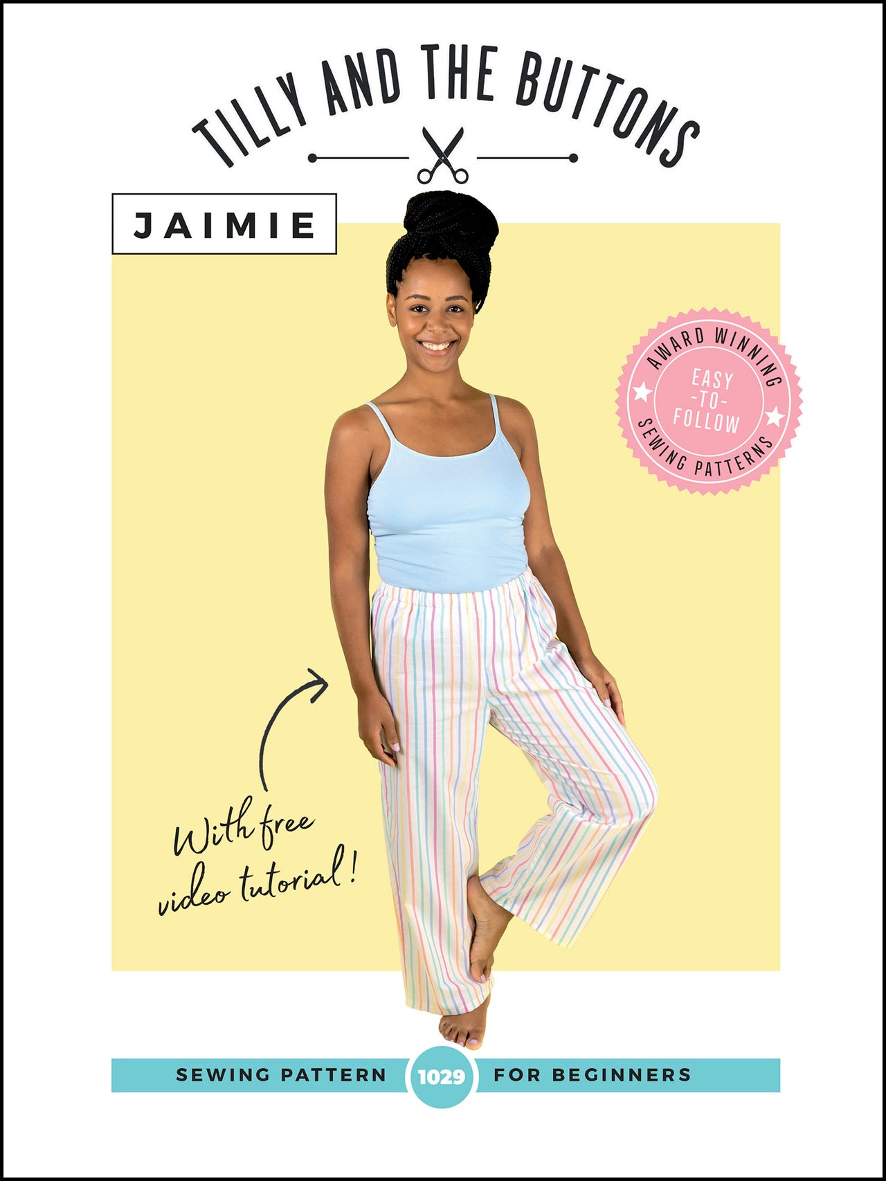 Tilly And The Buttons Jaimie Pyjama Bottoms Butterflies Blue Project Pack